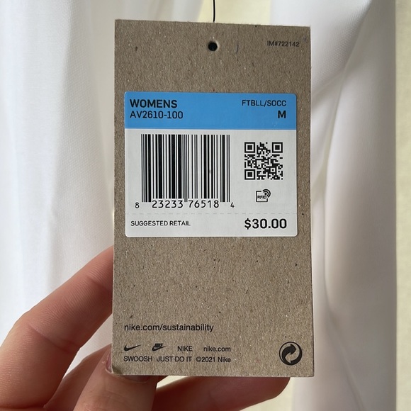 Nike Women’s Dri‑FIT Long Sleeve Tee White with Thumb Loops – NWT - Picture 4 of 7